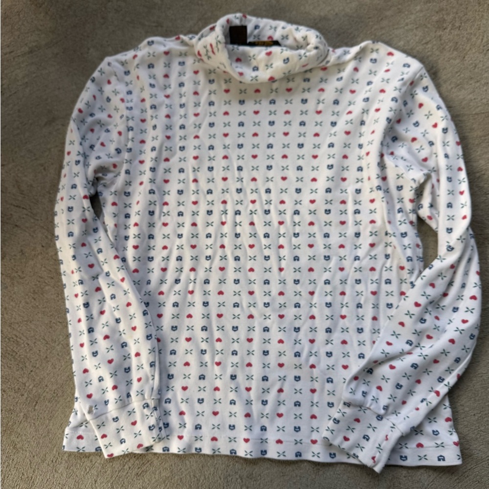 Vintage Eddie Bauer Size M White Turtleneck with Red and Blue cottagecore - Picture 7 of 8